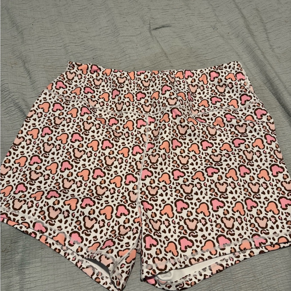 Leopard Print Women's Shorts - Pink and Brown